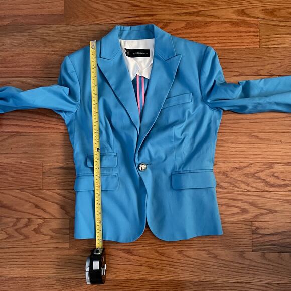 DSQUARED2 Single Button Fitted Blazer Womens 8 Blue Feminine Trendy Casual Chic - Picture 11 of 11